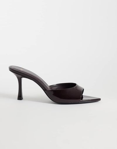 Mango Mango high heeled mules in burgundy-Red