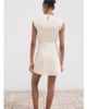 Mango Mango high neck cap sleeve compact knit mini dress in winter white - 3