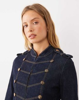 Mango Mango high neck denim drummer jacket in dark blue
