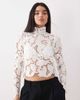 Mango Mango high neck long sleeve delicate lace blouse in white - 1