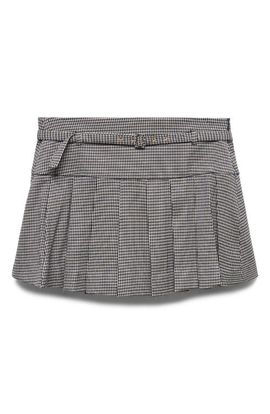 MANGO MANGO Houndstooth Belted Miniskirt