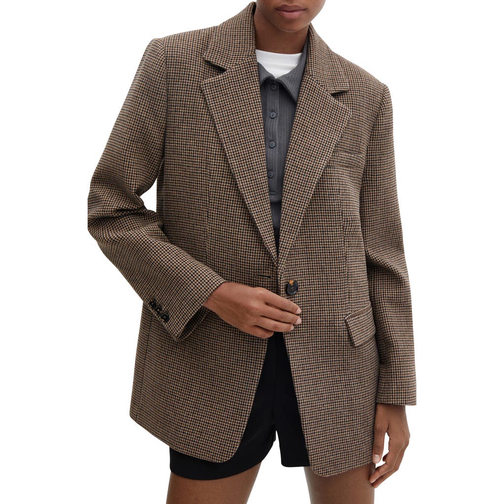 MANGO MANGO Houndstooth One-Button Suit Blazer