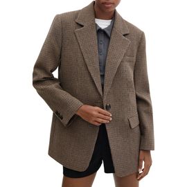 MANGO MANGO Houndstooth One-Button Suit Blazer