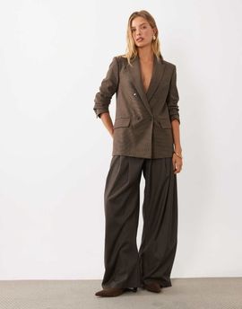 Mango Mango Irise tailored blazer in brown plaid - part of a set