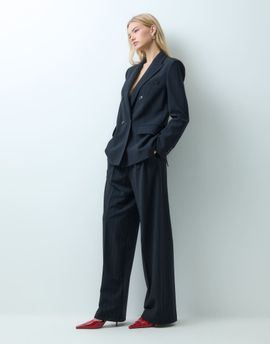Mango Mango Irise tailored flared trouser set in navy stripe