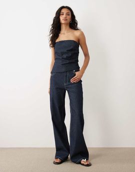 Mango Mango Isola straight jeans in dark blue stripe - part of a set