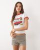 Mango Mango jersey striped shorts in pink and brown - 1