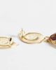 Mango Mango jewelled shell statement earrings in gold - 3