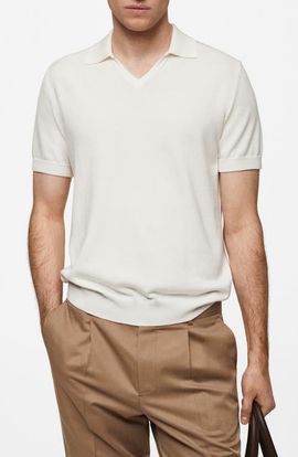 MANGO MANGO Johnny Collar Cotton Polo Sweater
