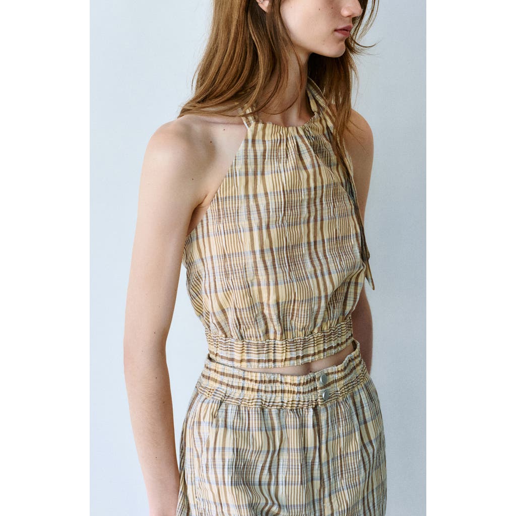 MANGO MANGO Jollie Plaid Halter Top