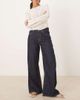 Mango Mango Joy 100% cotton wide leg jeans with contrast stitch in indigo-Blue - 1