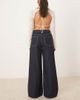 Mango Mango Joy 100% cotton wide leg jeans with contrast stitch in indigo-Blue - 3