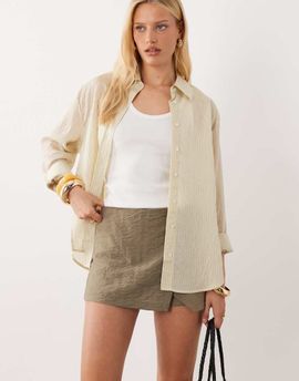 Mango Mango Ketina tailored mini skort in green and pink stripe - part of a set