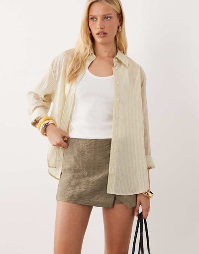 Mango Mango Ketina tailored mini skort in green and pink stripe - part of a set