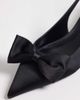 Mango Mango kitten heel pumps with bow detailing in black - 2