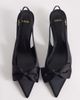 Mango Mango kitten heel pumps with bow detailing in black - 3