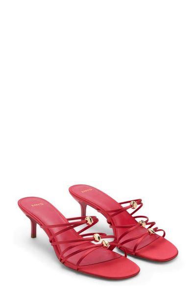 MANGO MANGO Kitten Heel Satin Strap Sandal