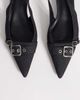 Mango Mango kitten pumps with buckle detail in denim wash-Blue - 3