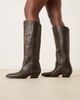 Mango Mango knee high cowboy boots in brown - 1