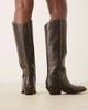 Mango Mango knee high cowboy boots in brown - 3