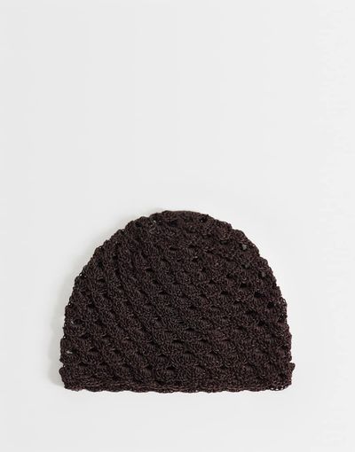 Mango Mango knit beanie hat in chocolate-Brown