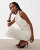 Mango Mango knit belted halterneck maxi dress in cream-Neutral - 1