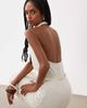 Mango Mango knit belted halterneck maxi dress in cream-Neutral - 3