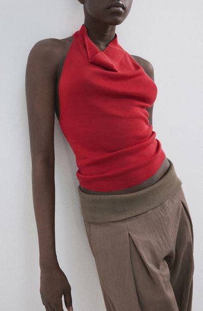 MANGO MANGO Knit Halter Neck Open Back Top