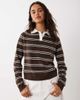 Mango Mango knit polo top in brown stripe - 3