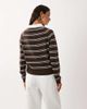Mango Mango knit polo top in brown stripe - 4