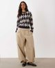 Mango Mango knit sweater in navy and brown argyle print - 2