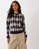 Mango Mango knit sweater in navy and brown argyle print - 3