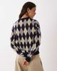Mango Mango knit sweater in navy and brown argyle print - 4