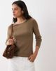 Mango Mango knit sweater with contrast trim in beige-Neutral - 2