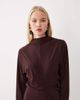 Mango Mango knitted high neck midi dress in brown - 2