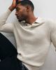 Mango Mango knitted revere collar sweater in cream-NEUTRAL - 1
