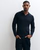 Mango Mango knitted revere collar sweater in navy - 1