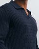 Mango Mango knitted revere collar sweater in navy - 4