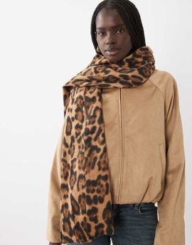 Mango Mango knitted scarf in brown leopard print