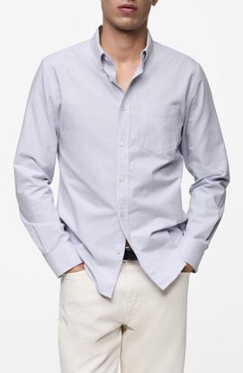 MANGO MANGO Kodak Stripe Regular Fit Poplin Button-Down Shirt