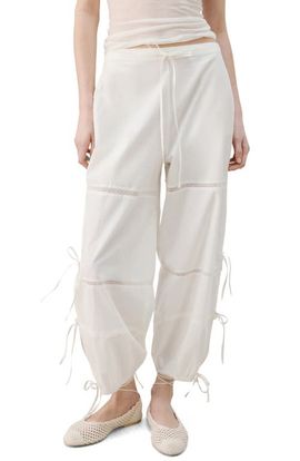 MANGO MANGO Lace & Bow Detail Cotton Pants