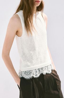 MANGO MANGO Lace Detail Knit Top