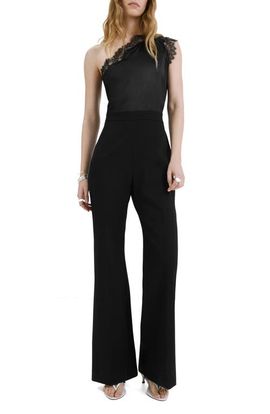 MANGO MANGO Lace Detail One-Shoulder Jumpsuit
