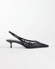 Mango Mango lace detail pointed heeled slingbacks in black - 1