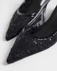 Mango Mango lace detail pointed heeled slingbacks in black - 2