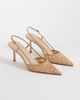 Mango Mango lace slingback heels in beige-Neutral - 2
