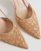 Mango Mango lace slingback heels in beige-Neutral - 3