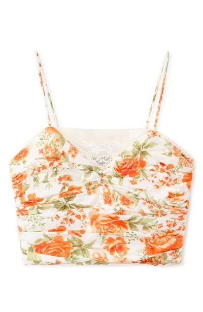 MANGO MANGO Lace Trim Floral Crop Camisole