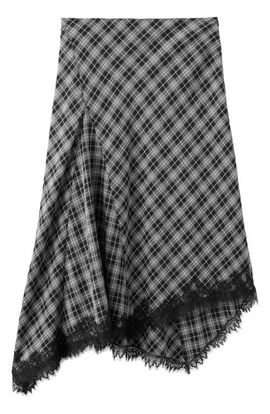 MANGO MANGO Lace Trim Plaid Midi Skirt