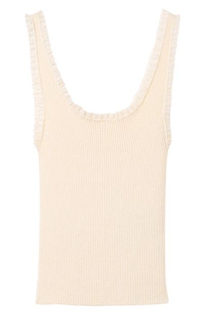 MANGO MANGO Lace Trim Rib Tank